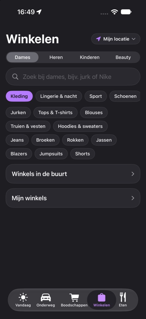 Winkelen: kies dames, heren, kinderen of beauty en een soort